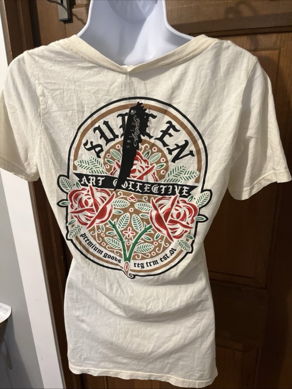 Sullen Art Collective Short Sleeve Shirt Beige  Rose Graphic